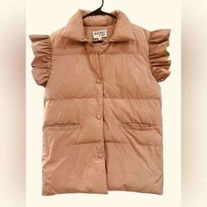 BUCKETLIST Blush-Pink Ruffled Shortsleeve Puffer Jacket